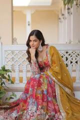 Digital Printed Russian Silk Kurta with Zari Sequins Embroidery | Ethnic Wear