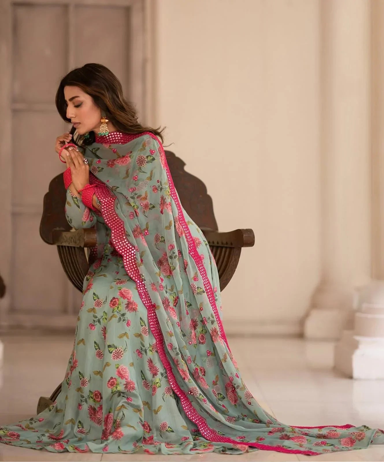 Georgette Embroidered Kurta Set with Dupatta