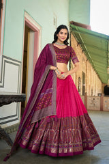 Elegant Tussar Silk Lehenga Choli with Kashmiri Foil Print | Special Occasion Wear