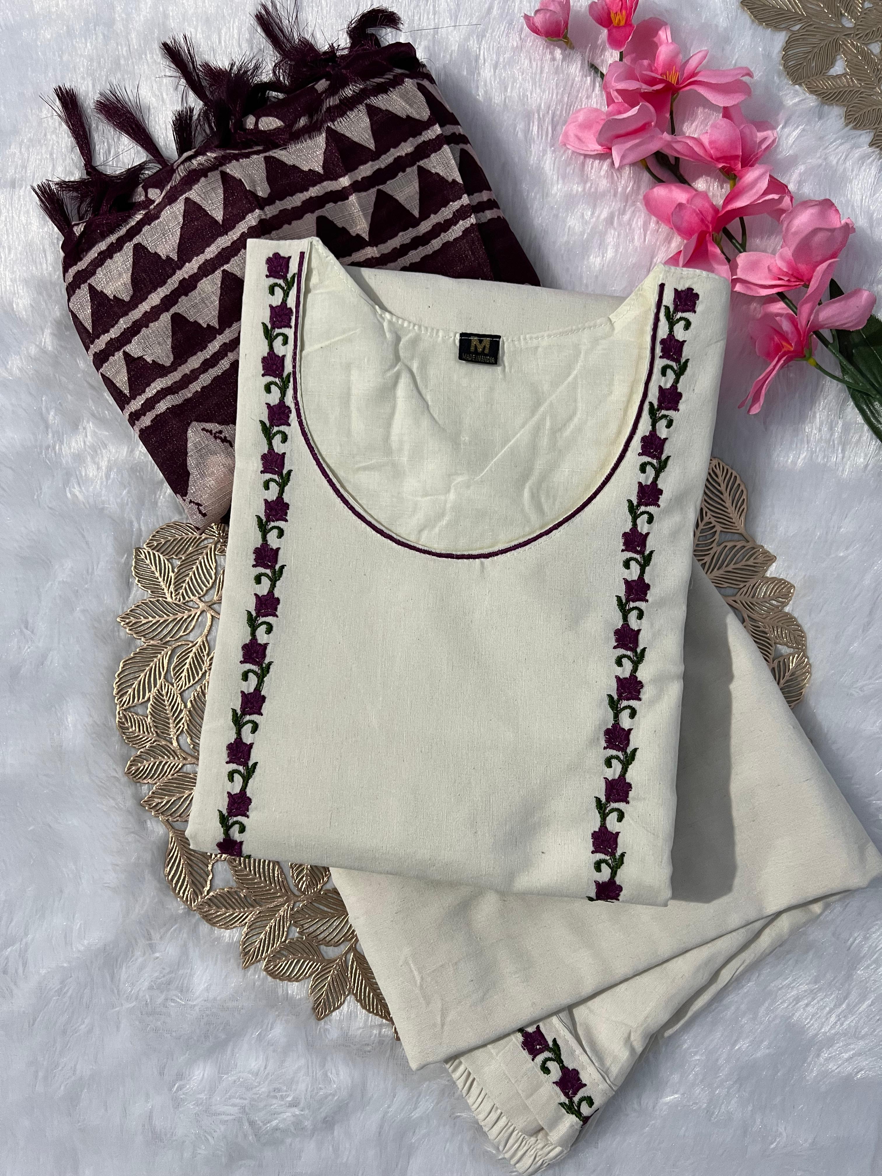 Function Wear Off-White Embroidered Kurta Set