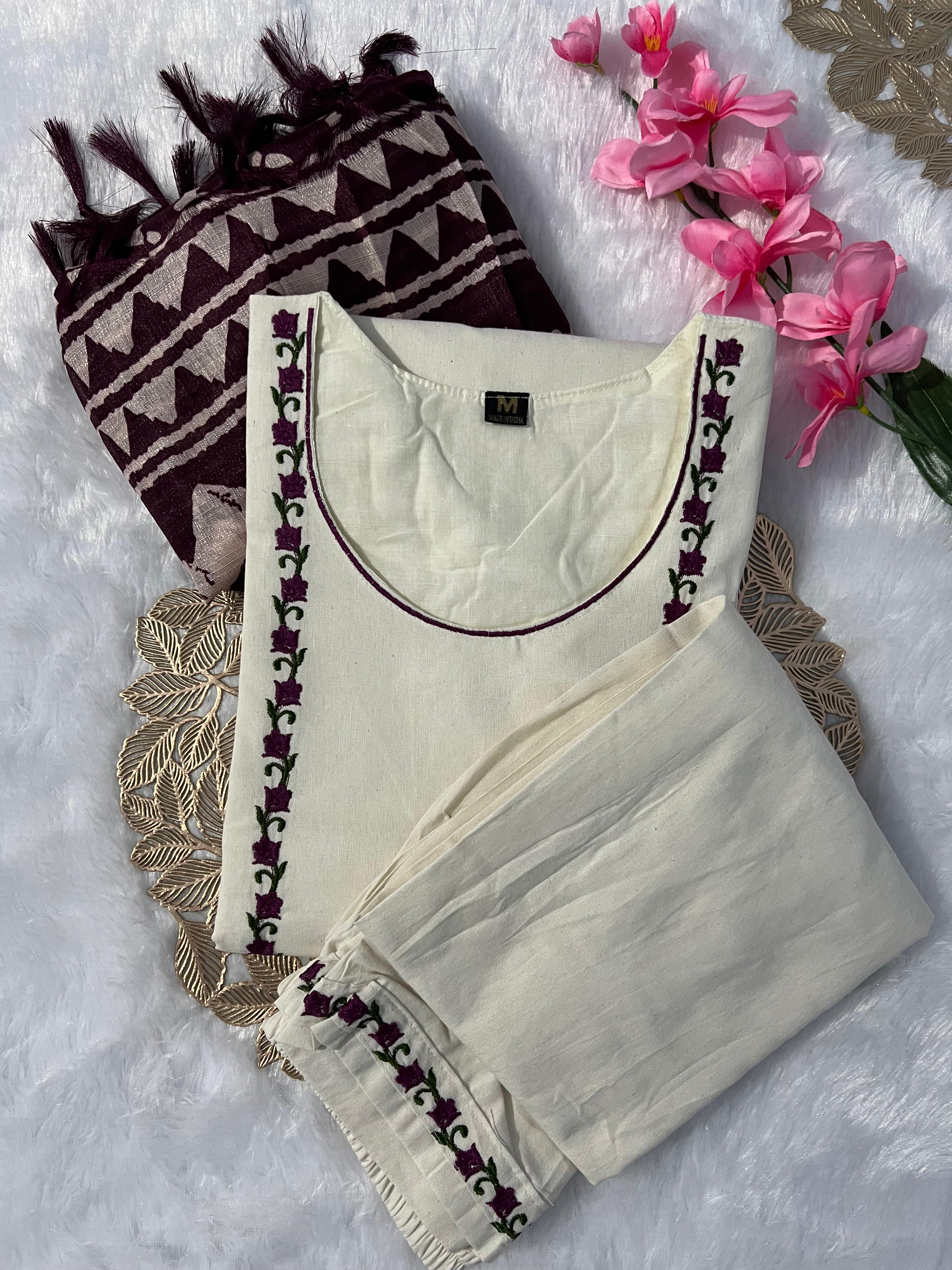 Function Wear Off-White Embroidered Kurta Set