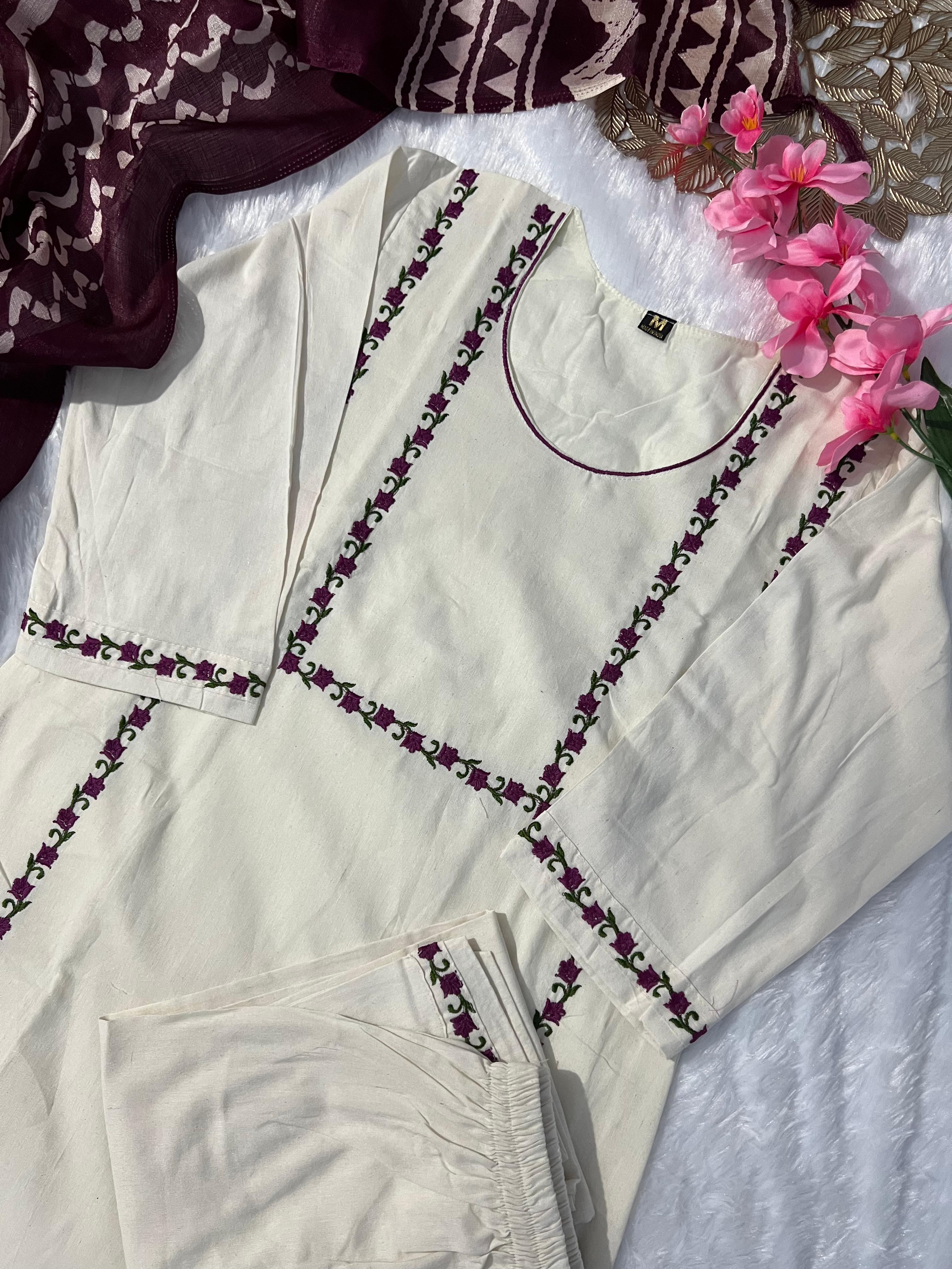 Function Wear Off-White Embroidered Kurta Set