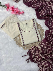 Function Wear Off-White Embroidered Kurta Set