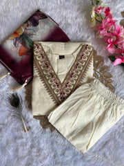 White Roman Silk Embroidered Straight Kurta with Trouser & Dupatta