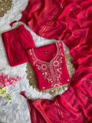 Wedding Wear Pink Embroidered Silk Kurta Set