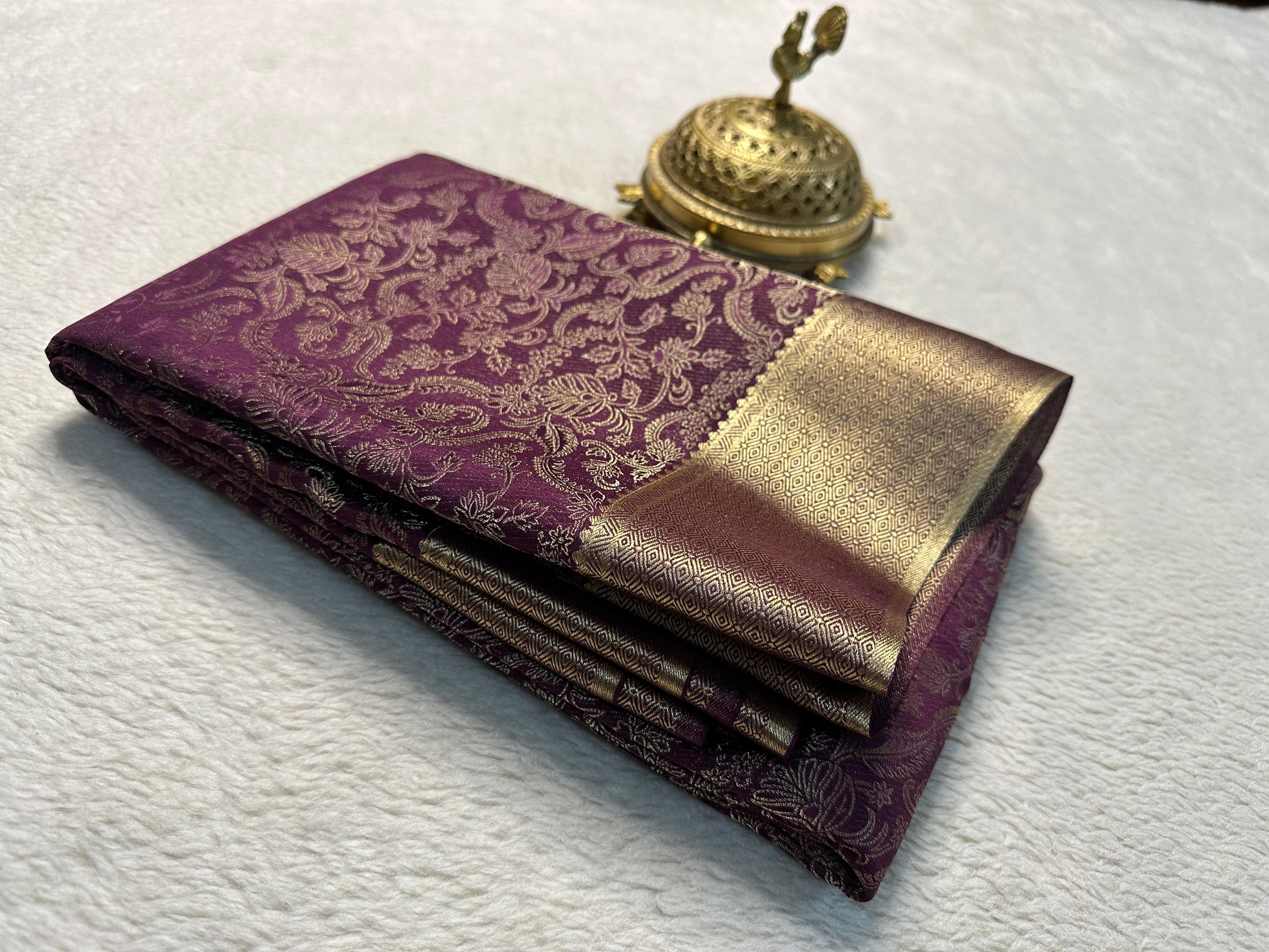 Wine color Pure Mysore Silk Sarees With Blouse