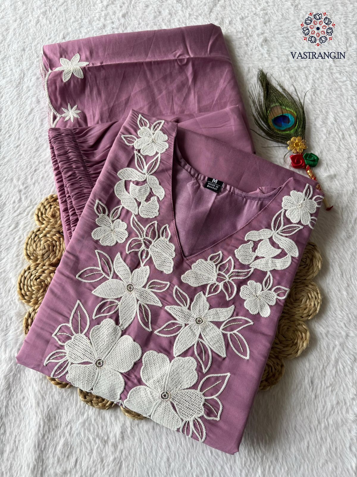 Function Wear Light Wine Roman Silk Kurta Set with Sequin Embroidery