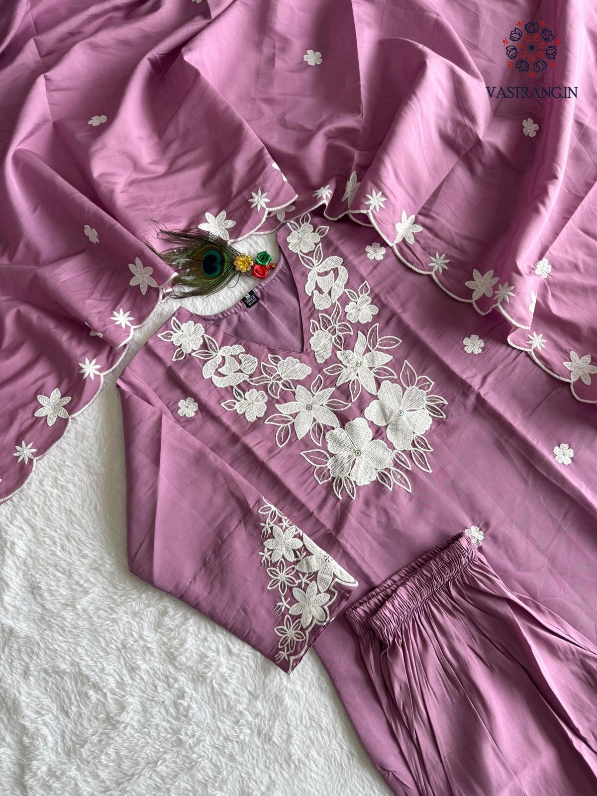 Function Wear Light Wine Roman Silk Kurta Set with Sequin Embroidery