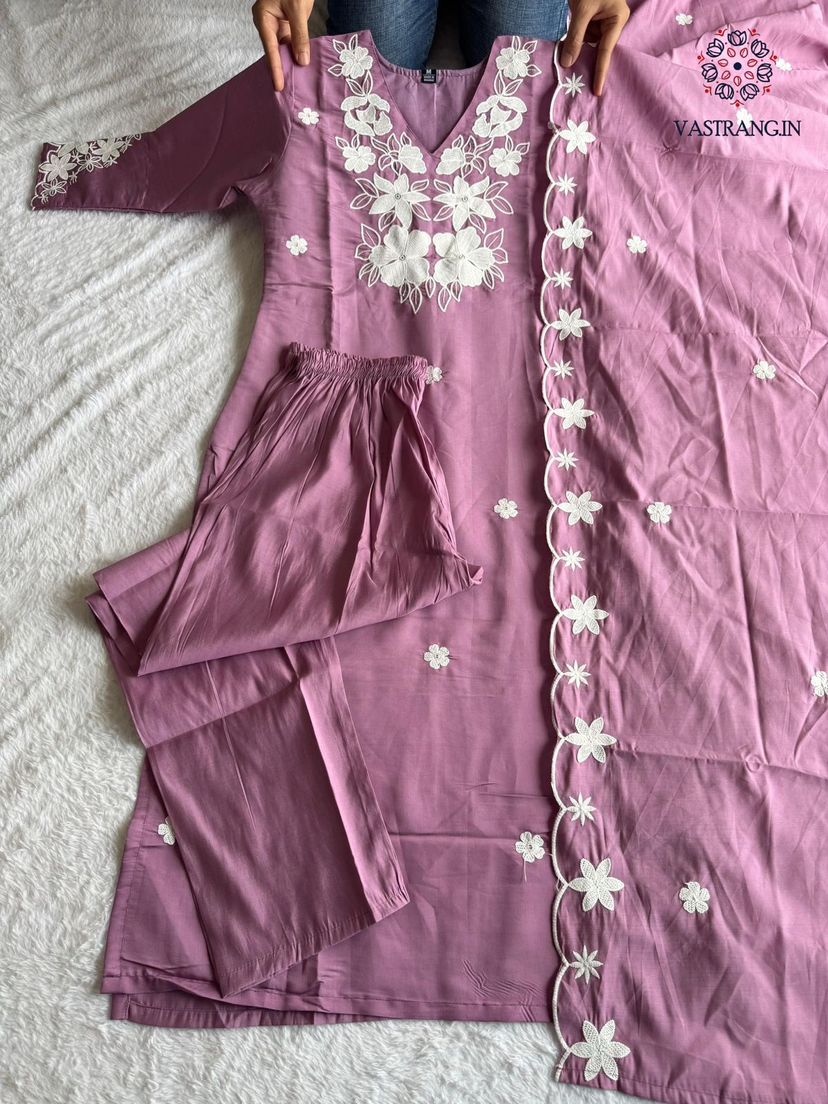 Function Wear Light Wine Roman Silk Kurta Set with Sequin Embroidery