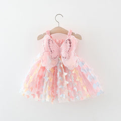 Whimsical Butterfly Princess Dress for Girls – Soft Polyester Blend with Cotton Lining
