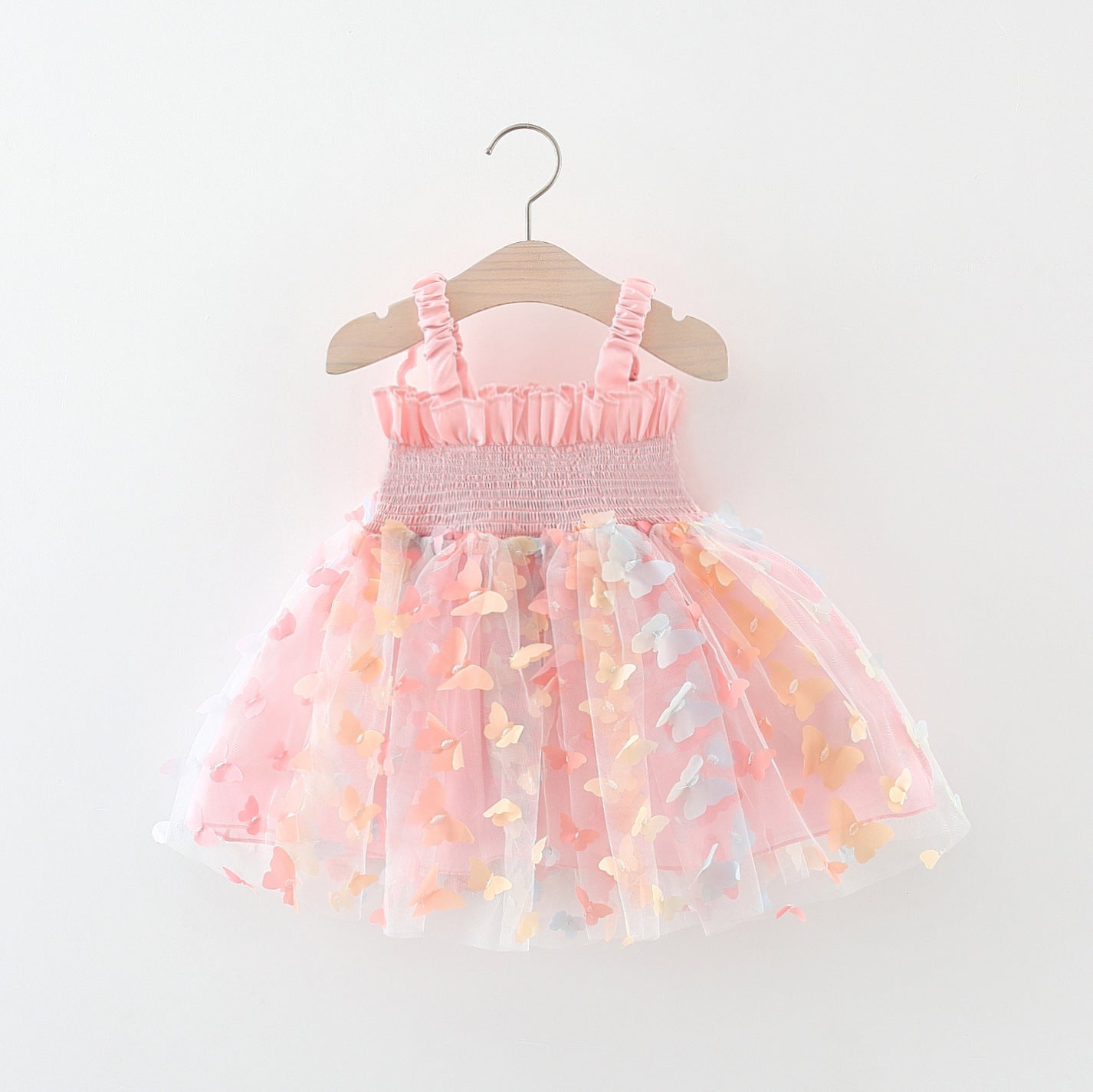 Whimsical Butterfly Princess Dress for Girls – Soft Polyester Blend with Cotton Lining