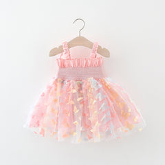 Whimsical Butterfly Princess Dress for Girls – Soft Polyester Blend with Cotton Lining