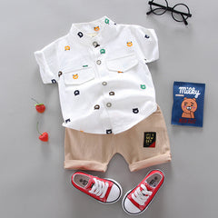 White Bear Printed Boys Set – Soft Cotton Kids Outfit for Play and Outings