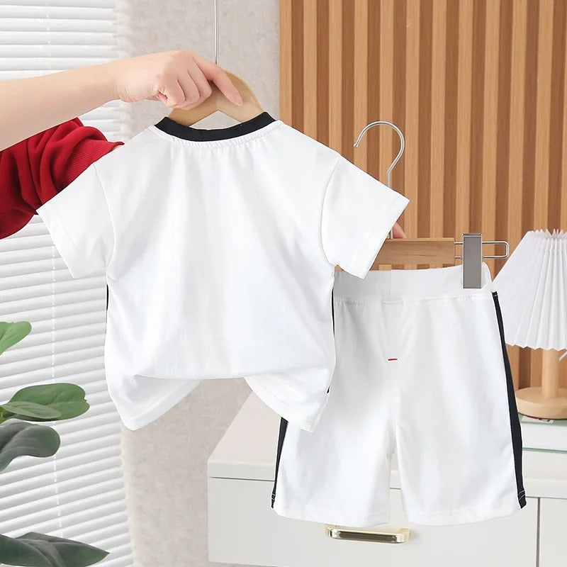 White Dino Comfy Boys Set – Soft Cotton Blend Kids Outfit for Everyday Wear