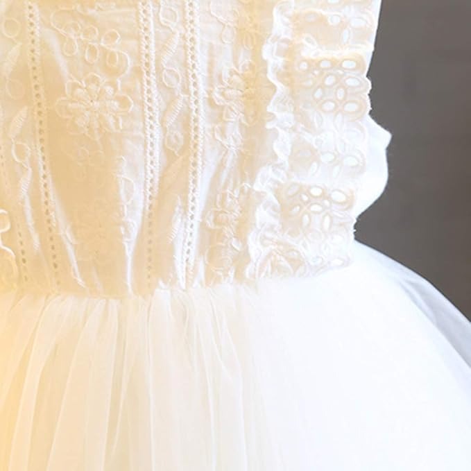 White Frill Princess Dress for Girls – Soft Cotton Blend Party Wear