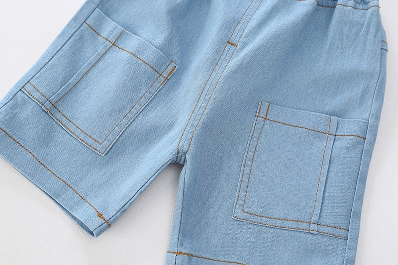 Yellow Abstract Boys Denim Set – Stylish Cotton Kids Outfit for Play and Outings