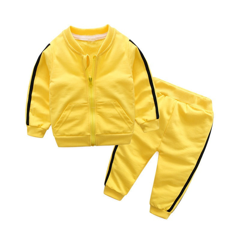 Yellow Blocked Boys Track Suit Set – Comfortable Cotton Blend Kids Outfit