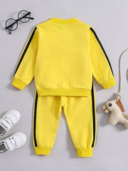 Yellow Blocked Boys Track Suit Set – Comfortable Cotton Blend Kids Outfit
