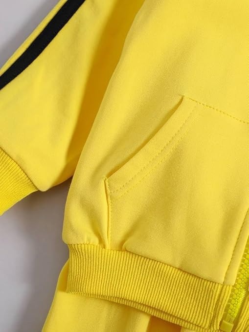 Yellow Blocked Boys Track Suit Set – Comfortable Cotton Blend Kids Outfit