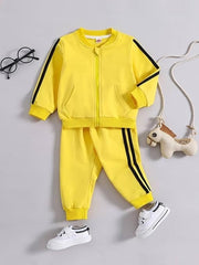 Yellow Blocked Boys Track Suit Set – Comfortable Cotton Blend Kids Outfit