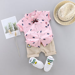 Crown Shirt and Shorts Set – Comfortable Cotton Outfit for Boys and Girls