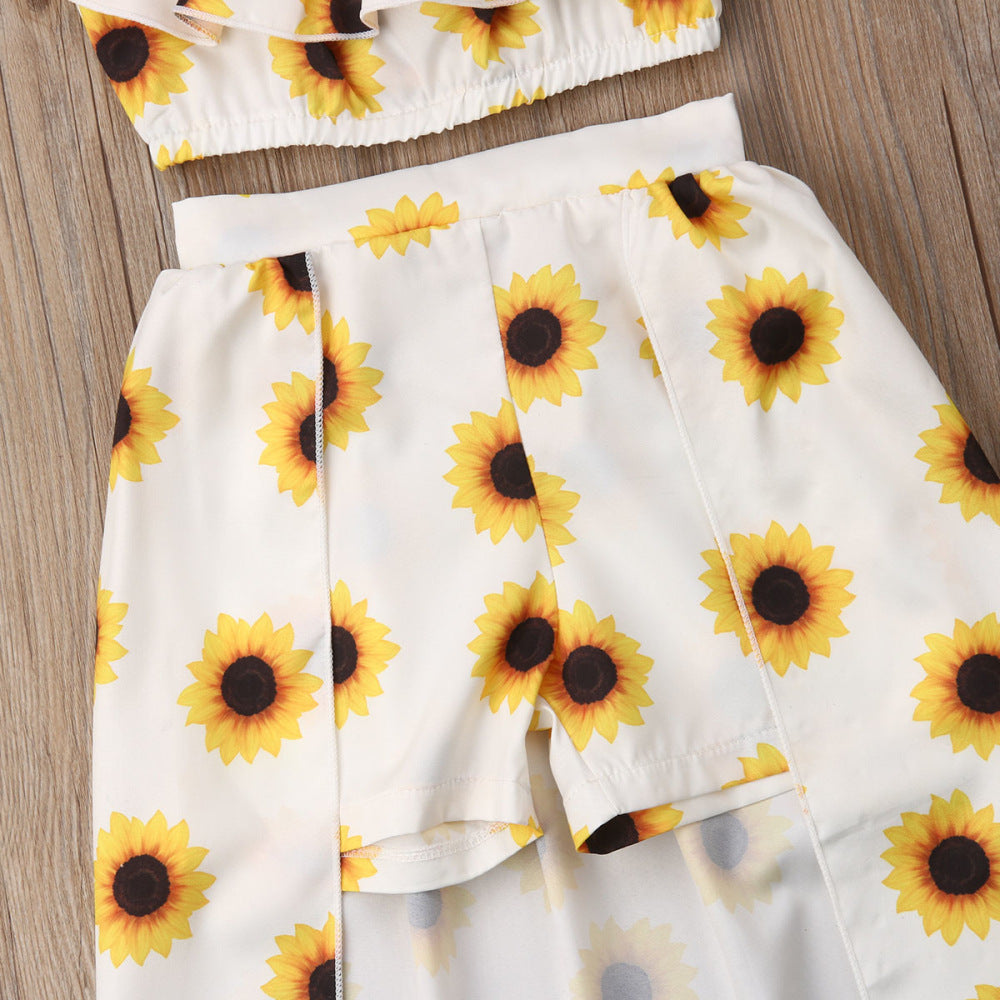 Sunflower Three-Piece Baby and Toddler Outfit – Cotton Blend Set