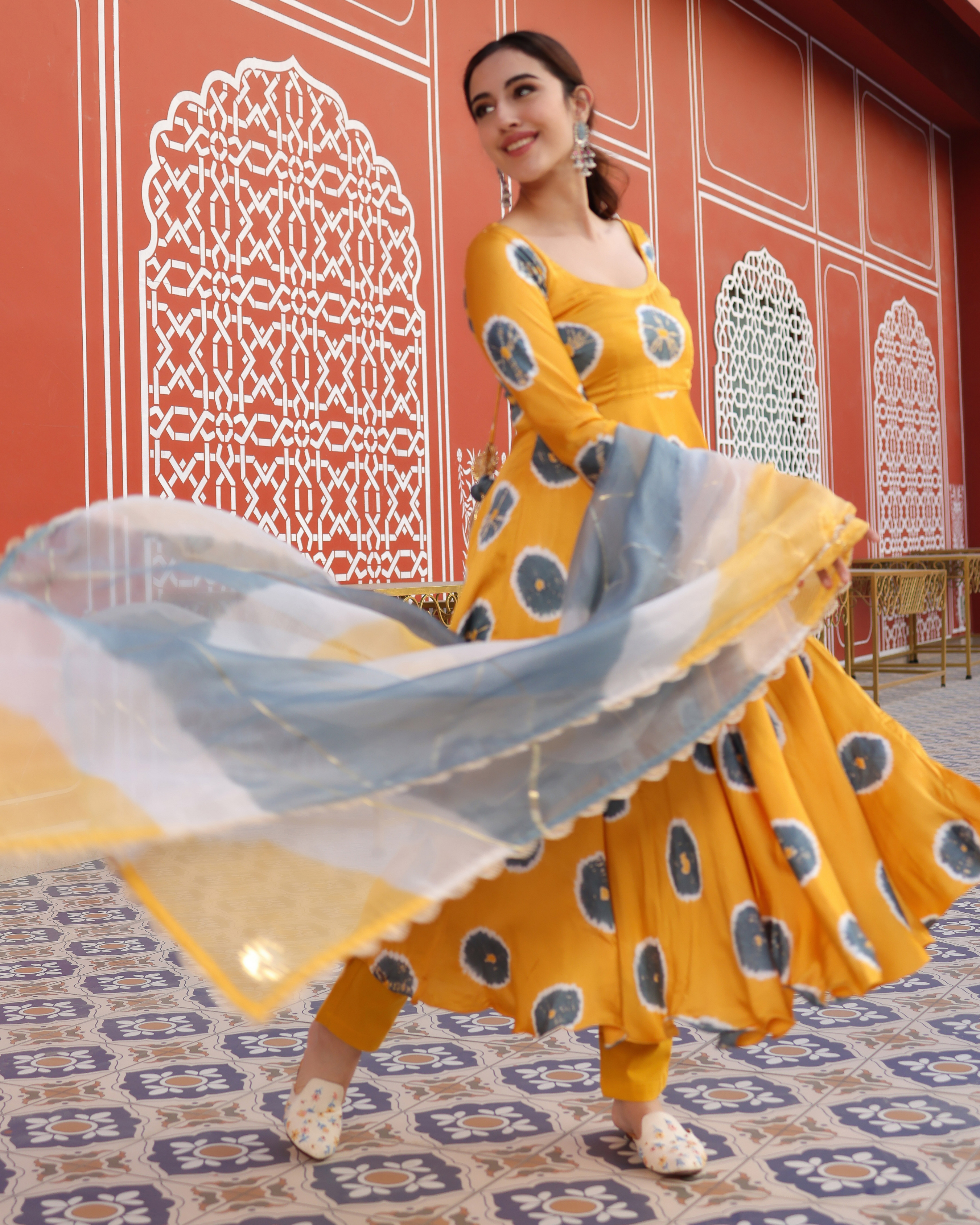 Yellow Pumpkin Tie And Dye Suit Set
