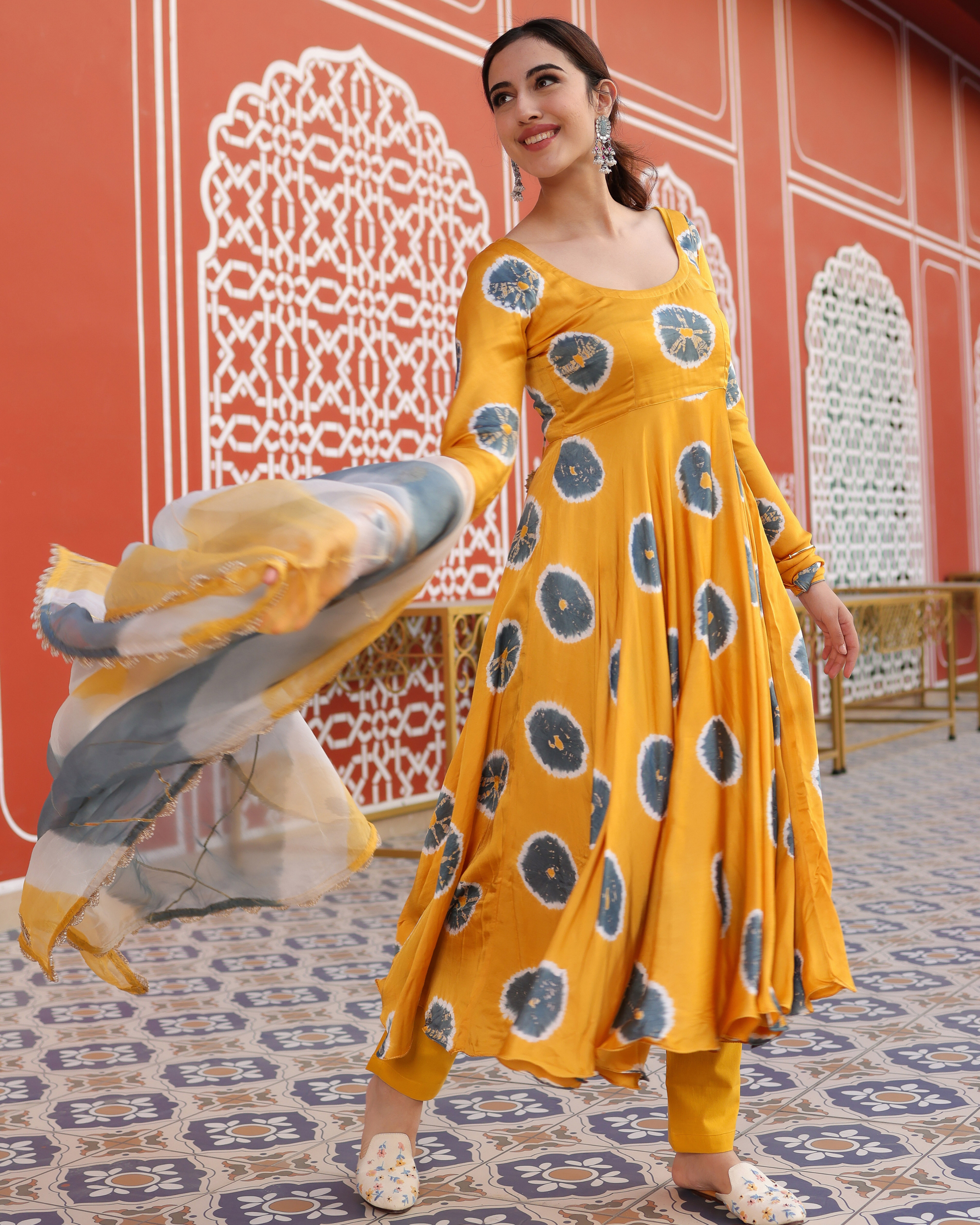 Yellow Pumpkin Tie And Dye Suit Set