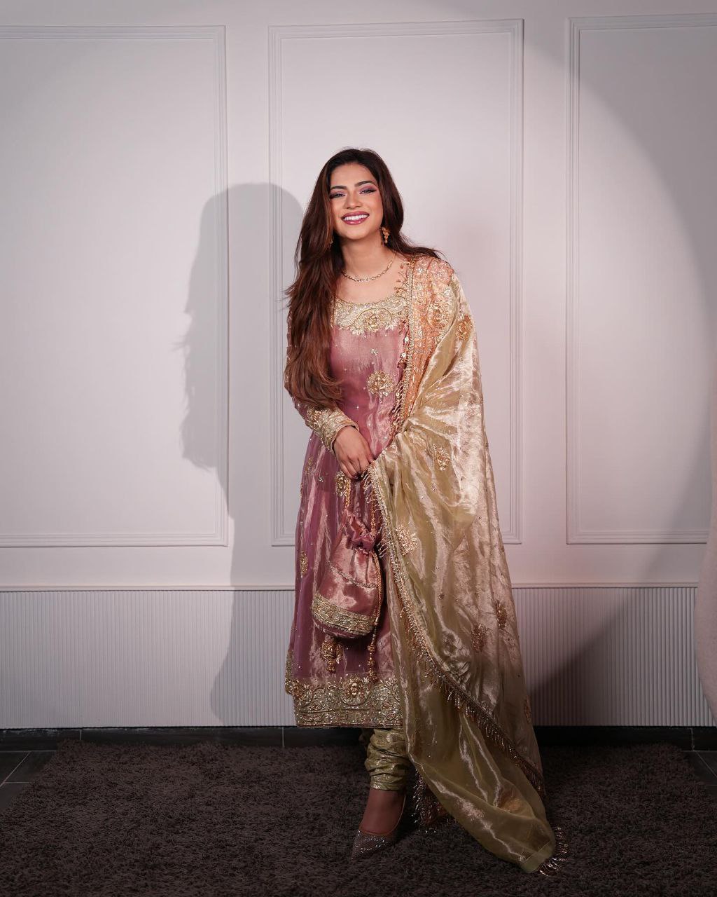 Jimmy Choo Embroidered Kurta Set with Cutwork Dupatta