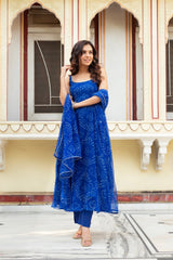 Exclusive Digital Printed Organza Silk Anarkali Suit with Lace Border Dupatta