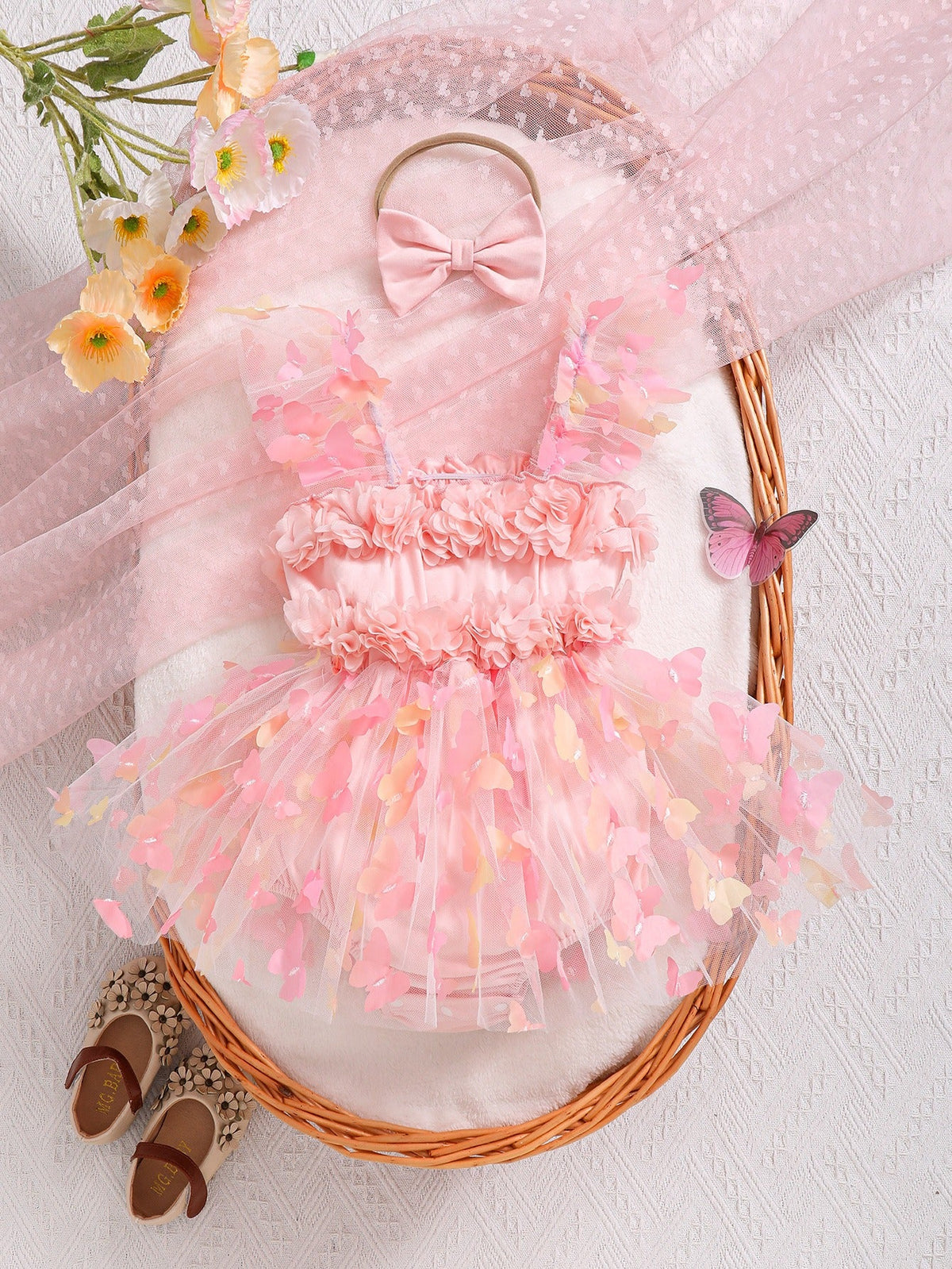 Butterfly Frill Baby Girls Romper Dress – Soft Cotton Lined Outfit