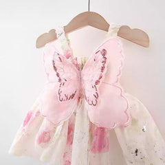 Baby Girls Princess Dress with Fairy Wings – Soft Cotton Lined Outfit