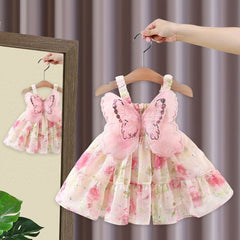 Baby Girls Princess Dress with Fairy Wings – Soft Cotton Lined Outfit