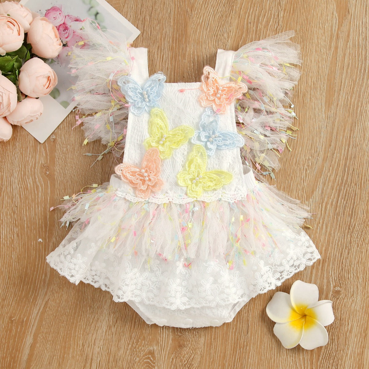 Butterfly Tassel Baby Girls Romper Dress – Soft Cotton Lined Outfit