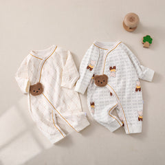 Newborn Side Closure Bear Romper – Soft Cotton Baby Boys and Girls Outfit