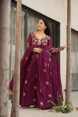 Star Georgette Kurta with Sequins & Zari Embroidery