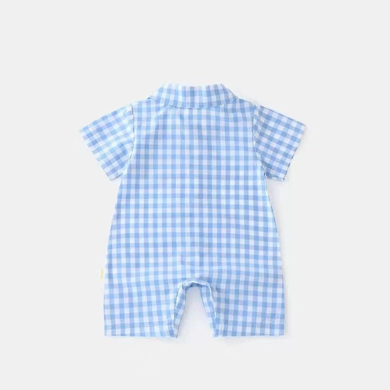 Tie & Checks Baby Boys Romper – Soft Cotton Infant Outfit, Comfortable & Stylish
