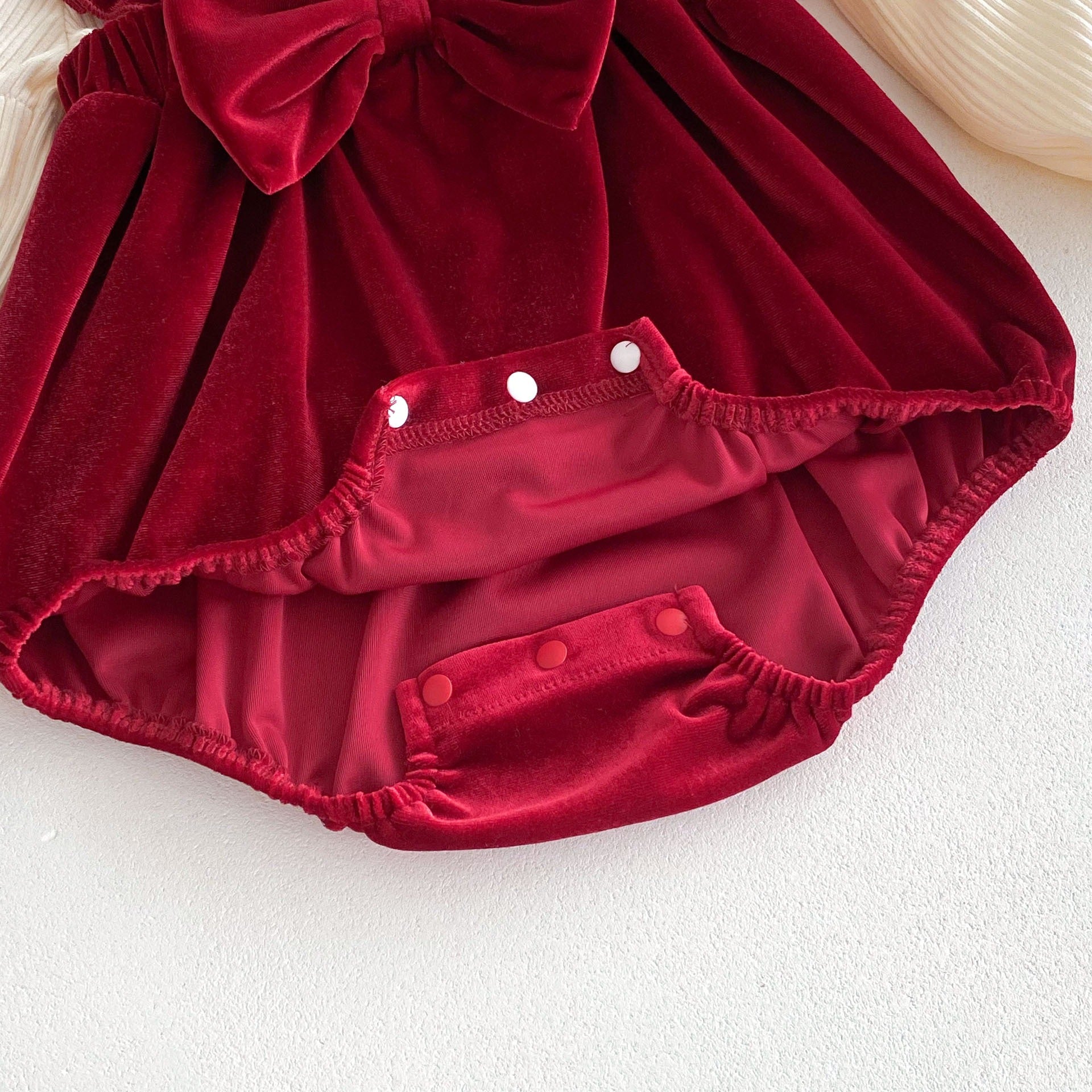 Velvet Wine Baby Girl Romper Dress – Soft and Elegant Infant Outfit