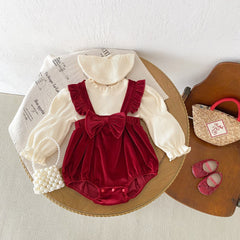 Velvet Wine Baby Girl Romper Dress – Soft and Elegant Infant Outfit