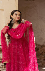 Exclusive Digital Printed Organza Silk Anarkali Suit