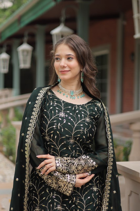 Elegant Rangoli Silk Kurti Set with Heavy Embroidery