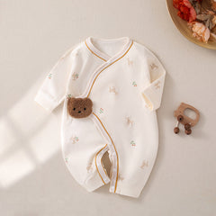 Newborn Side Closure Bear Romper – Soft Cotton Baby Boys and Girls Outfit