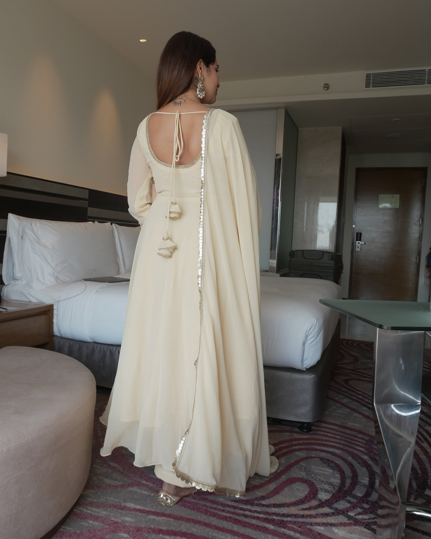 Elegant Heavy Fox Georgette Anarkali Suit with Fancy Lace & Full Flair