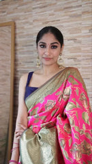 Zari Weaving Floral Design Kanjivaram Soft Silk Saree