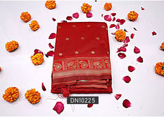 Woven Banarasi Jacquard Saree  (Red)