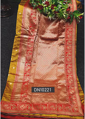 Woven Banarasi Jacquard Saree  (Yellow)