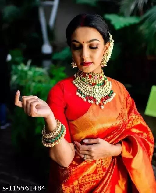 Zari Woven Banarasi Jacquard Silk Saree for Wedding