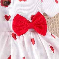 Polka Hearts Baby Girls Romper Dress Set with Socks and Head Bow – Soft Cotton Outfit