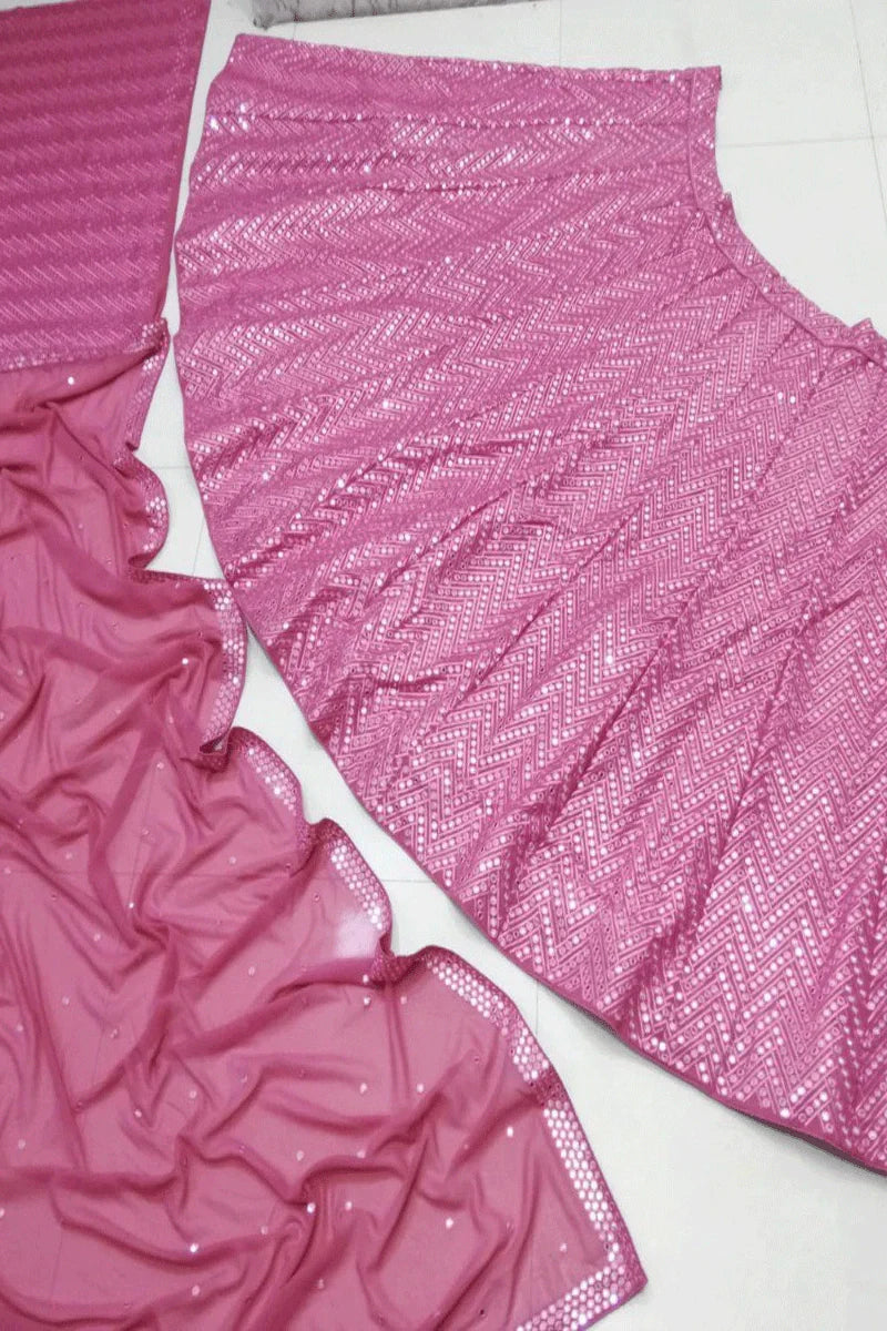 Sequence Work Pink Colour Chaniya Choli For Sangeet