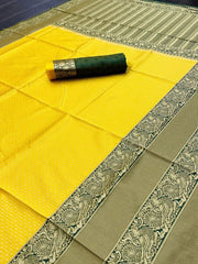 Yellow Banarasi Silk Saree for Traditional Wear